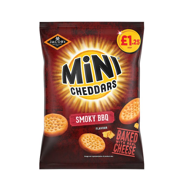 Jacobs Mini Cheddars Smoky BBQ Baked Snacks 90g