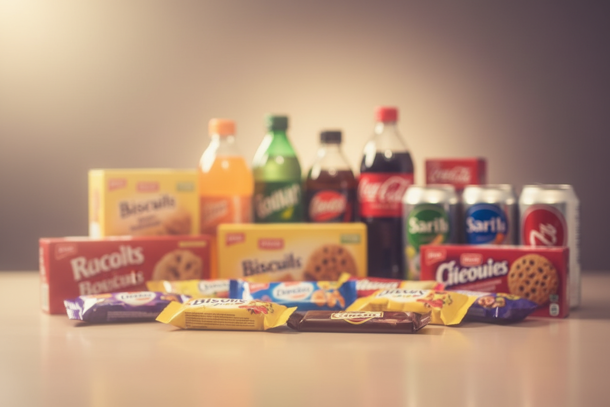 Add candy, biscuits, drinks and make all blur 